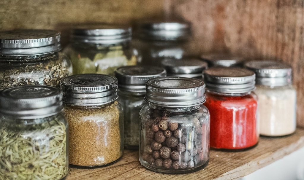 all dry spices in a glass jar 