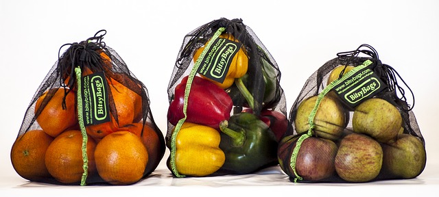 unpack the reusable grocery shopping bags