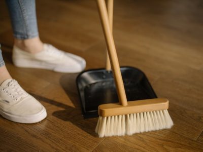 quick sweep the floor during night cleaning routine
