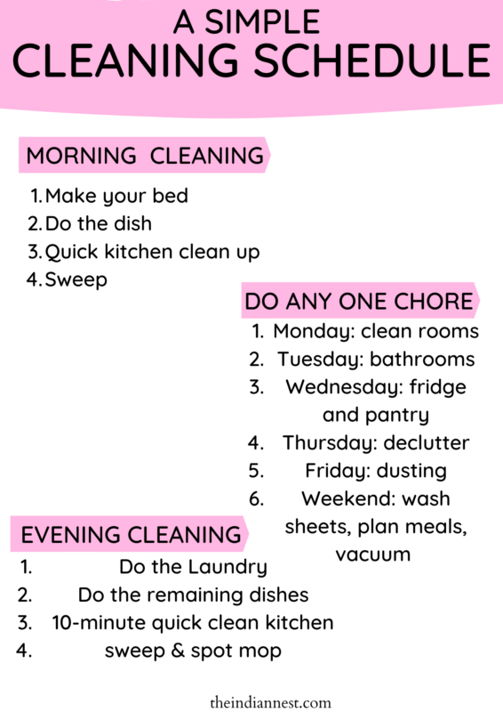 Easy Cleaning Schedule for working mom